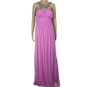 City Studio Jeweled Neck Pink Evening Dress